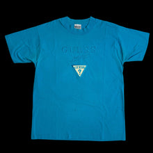 Load image into Gallery viewer, 90s guess jeans embroidered tee bright blue

