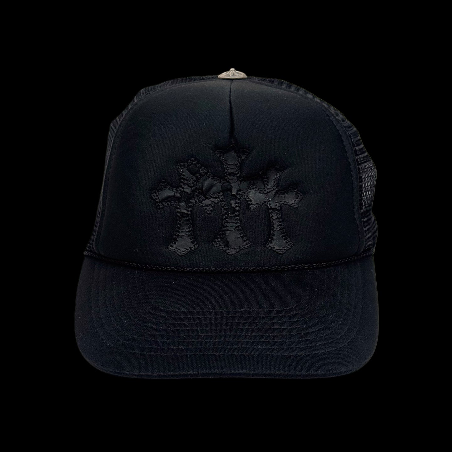 2000s chrome hearts triple cross trucker hat