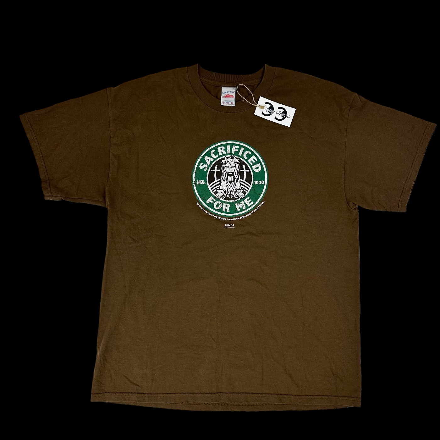 early 2000s sacrificed for me starbucks jesus tee