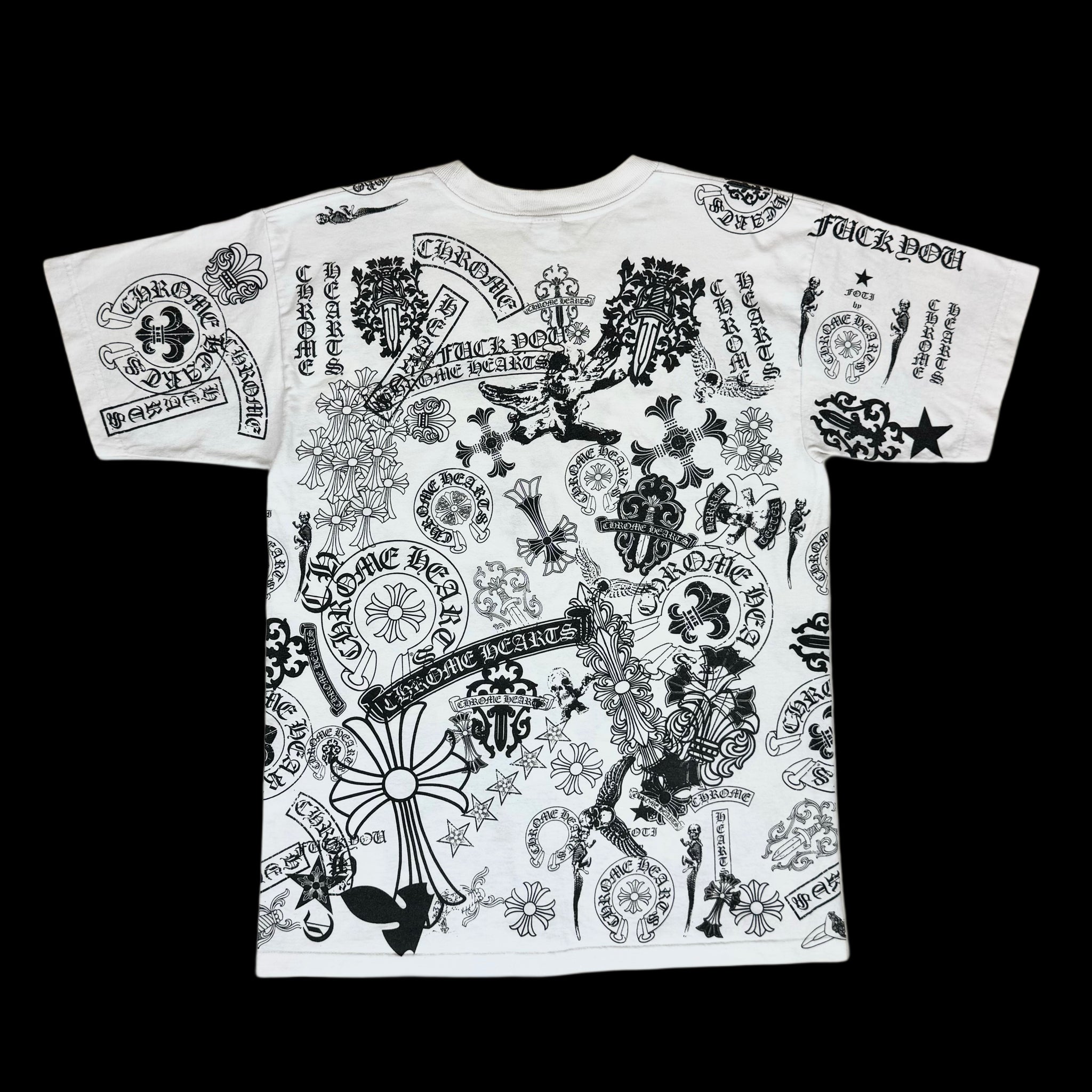 late 2000s chrome hearts stencil aop tee white – change clothes