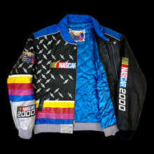 Load image into Gallery viewer, 2000 jeff hamilton nascar leather jacket blue diamond plate
