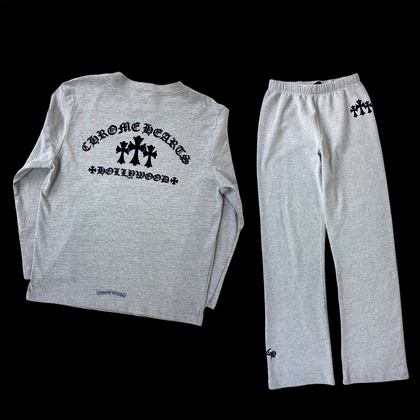 chrome hearts felt triple cross womens set grey