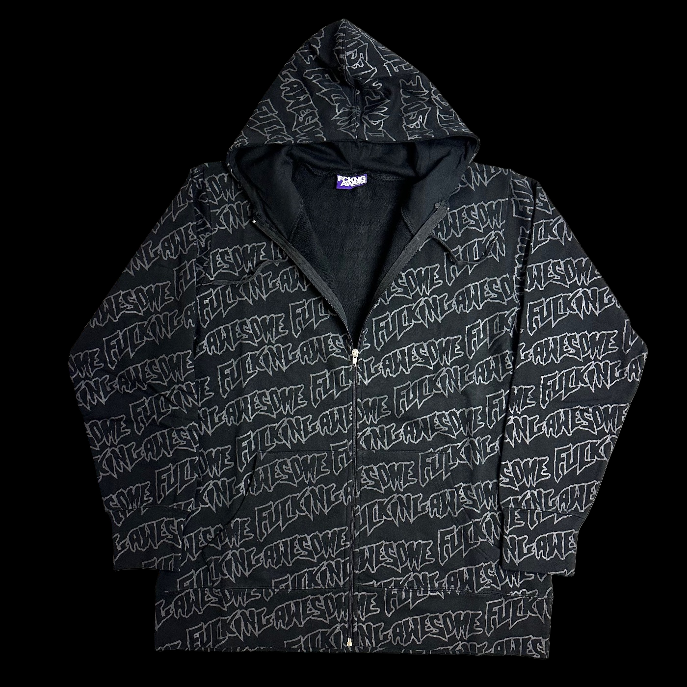 2007 fucking awesome allover print zip up hoodie