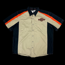 Load image into Gallery viewer, 90s harley trademark mechanic shirt khaki
