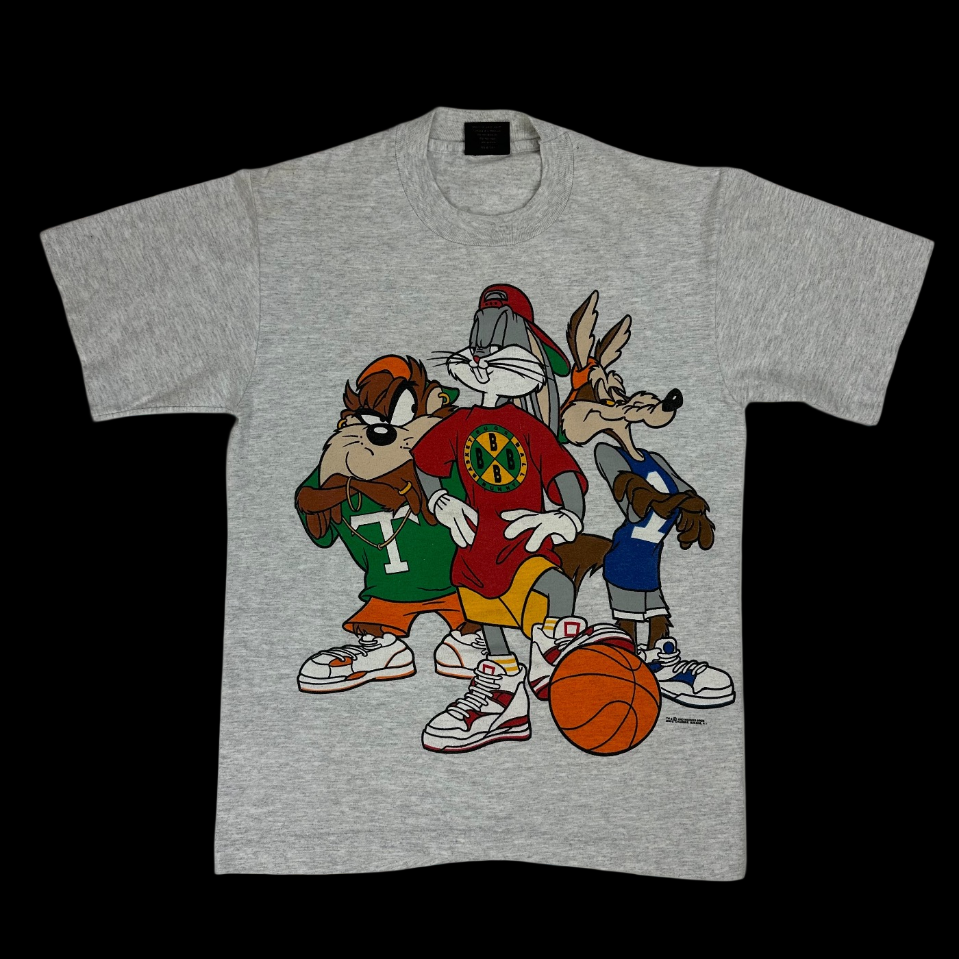 1993 looney tunes bugs taz wile e basketball mirror print tee