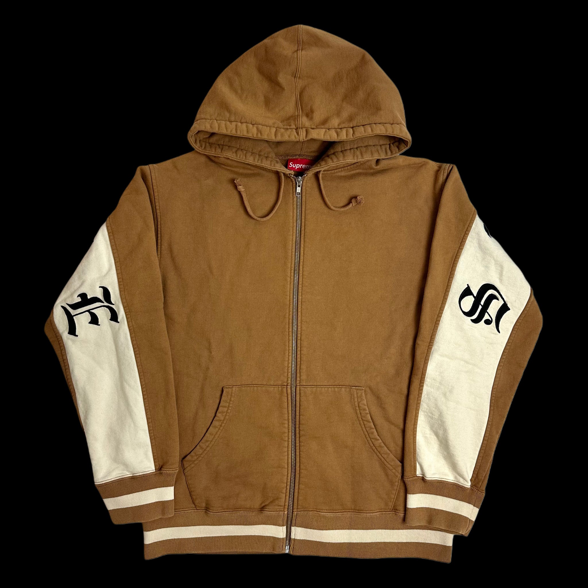 2019 supreme old english stripe zip up hoodie brown – change clothes