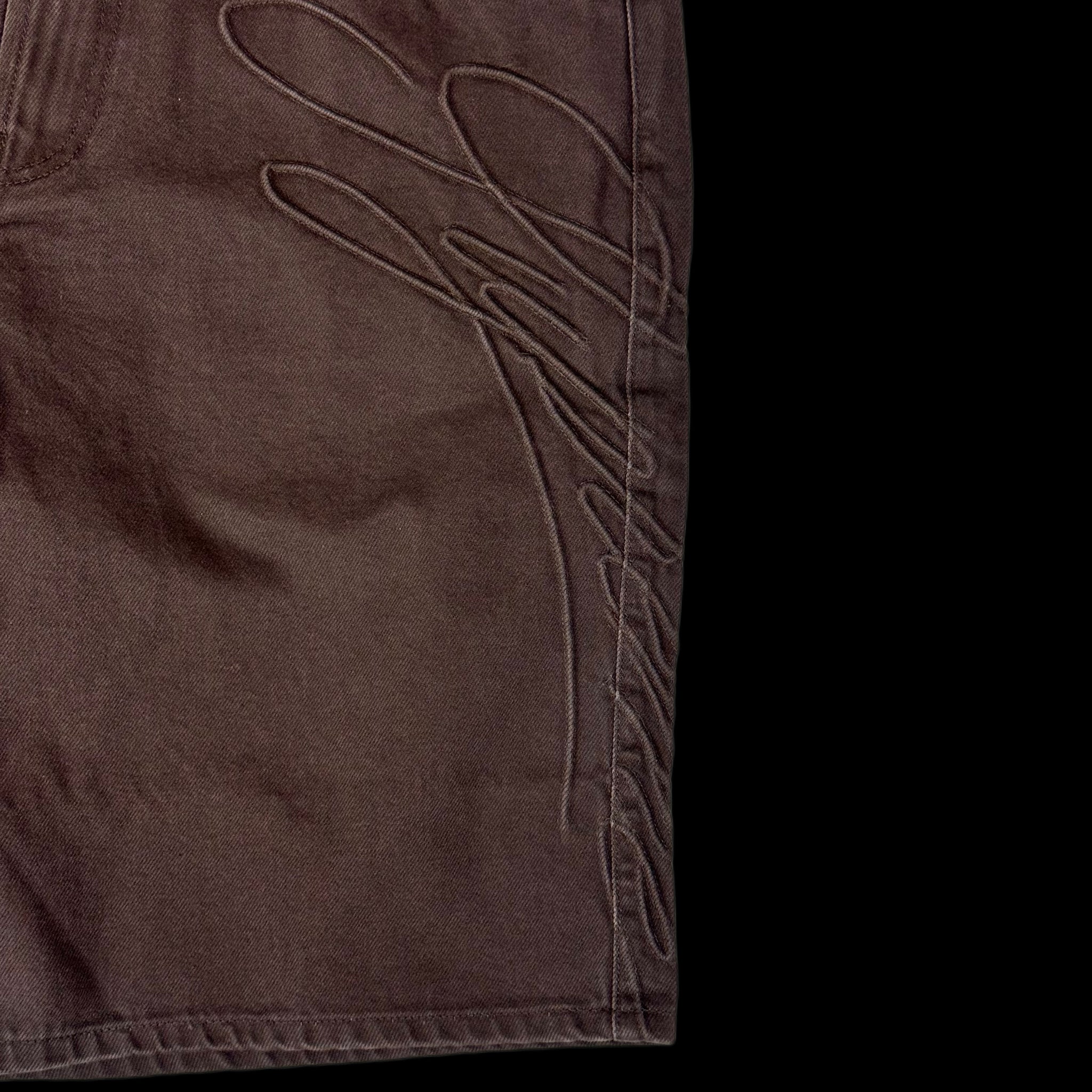 2024 supreme script baggy denim short brown – change clothes