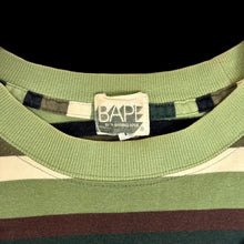 Load image into Gallery viewer, 2005 bape // kaws border stripe bendy college logo tee green
