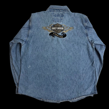 Load image into Gallery viewer, vintage harley davidson embroidered forever denim shirt
