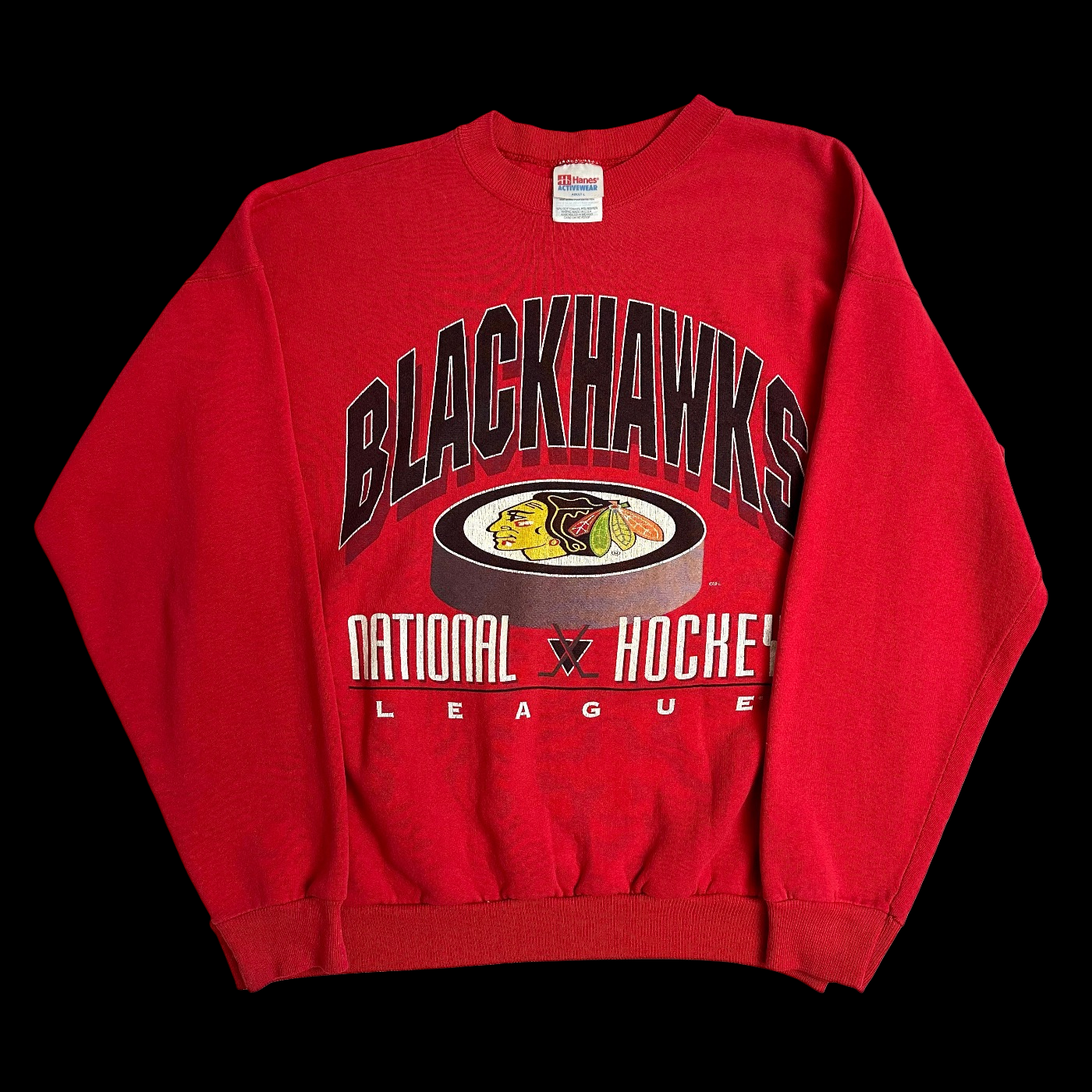 90s chicago blackhawks crewneck red