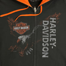 Load image into Gallery viewer, harley davidson scottsdale dry heat zip up hoodie orange hood
