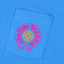Load image into Gallery viewer, chrome hearts art basel miami horseshoe tee light blue
