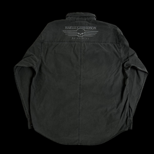 Load image into Gallery viewer, vintage harley davidson black chambray work shirt
