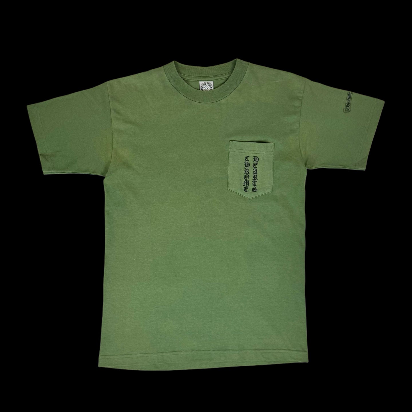 early 2000s chrome hearts scroll logo tee olive