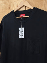 Load image into Gallery viewer, 2021 supreme laser s logo pocket tee black
