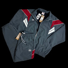Load image into Gallery viewer, vintage umbro paneled track jacket pants combo suit dark grey

