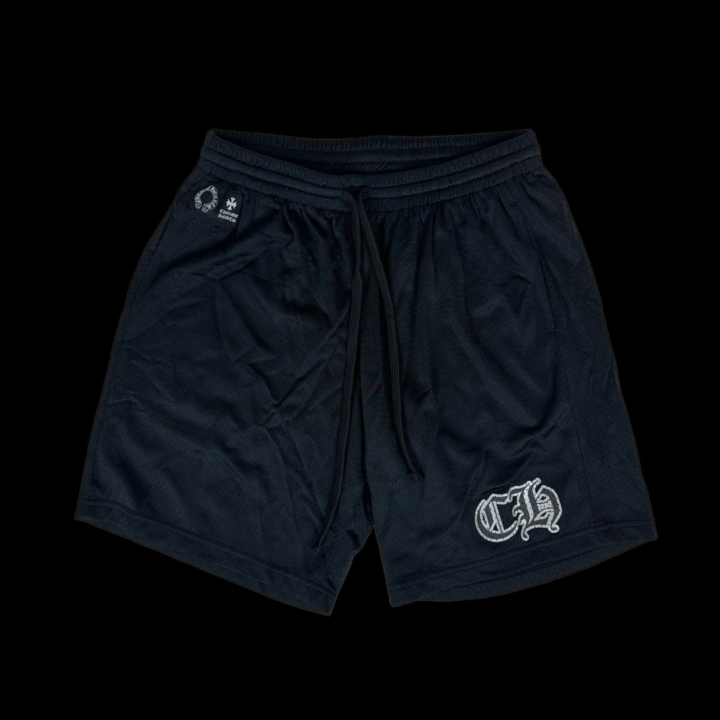 chrome hearts black mesh shorts