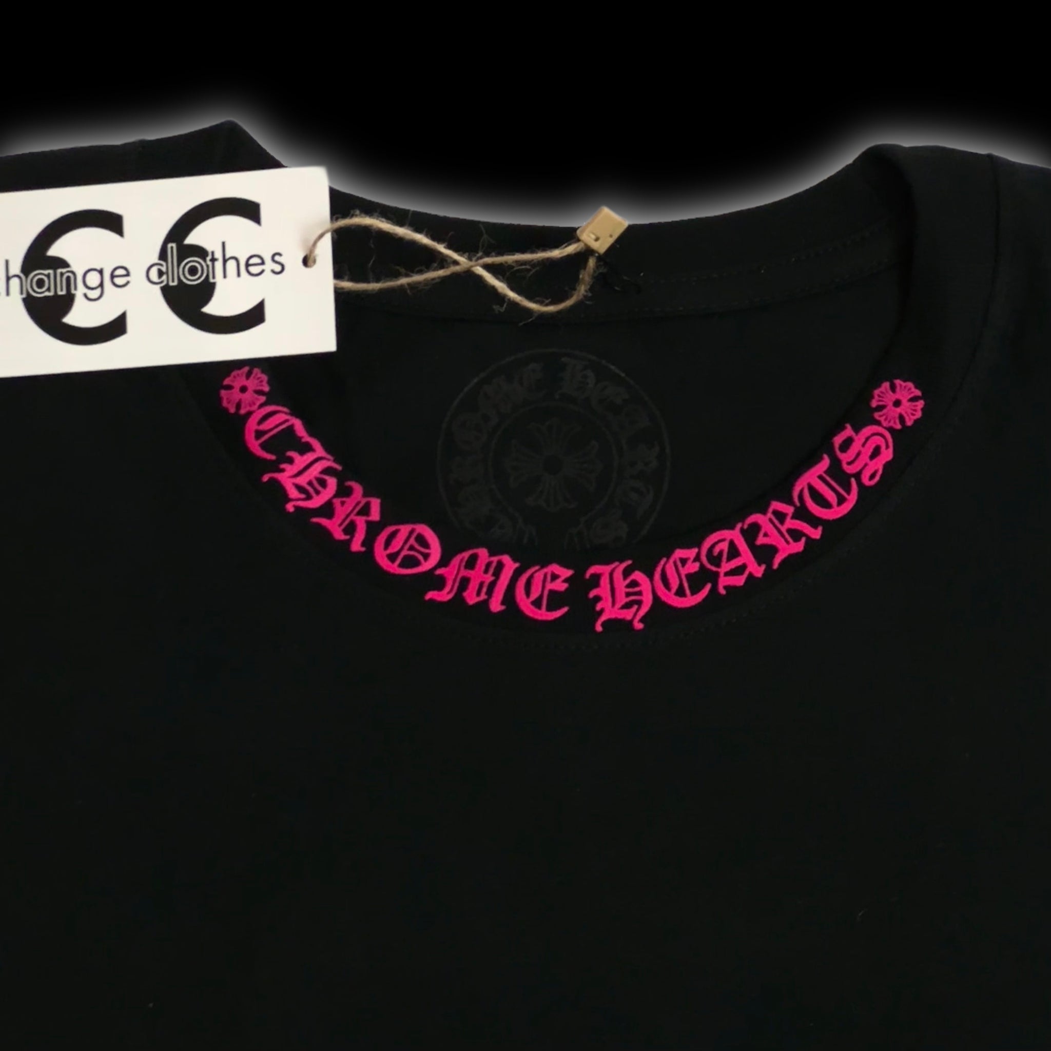 2025 chrome hearts pink collar spellout sleeves l/s – change clothes