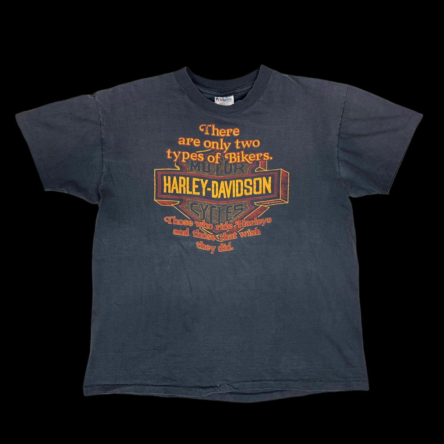 1980s harley davidson two types of bikers tee