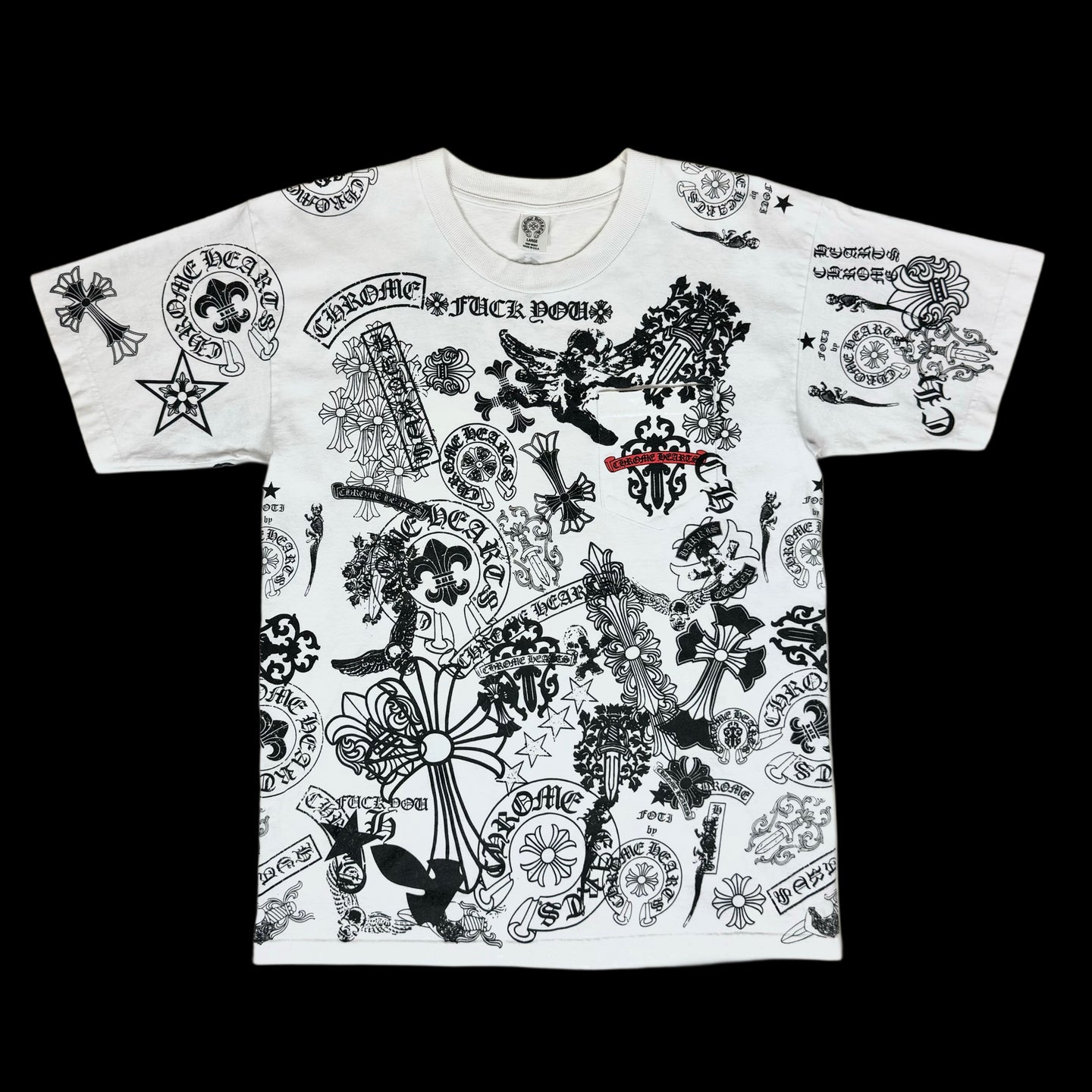 late 2000s chrome hearts stencil aop tee white