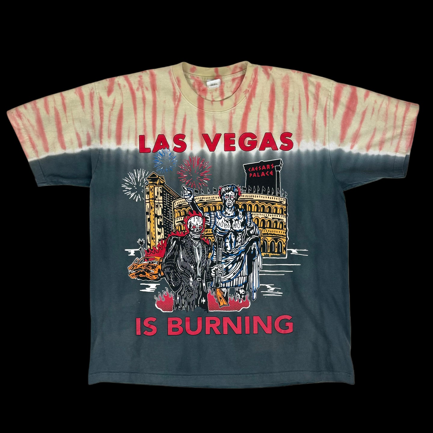 warren lotas las vegas is burning tie dye tee