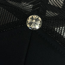 Load image into Gallery viewer, chrome hearts pony hair triple cross trucker hat black

