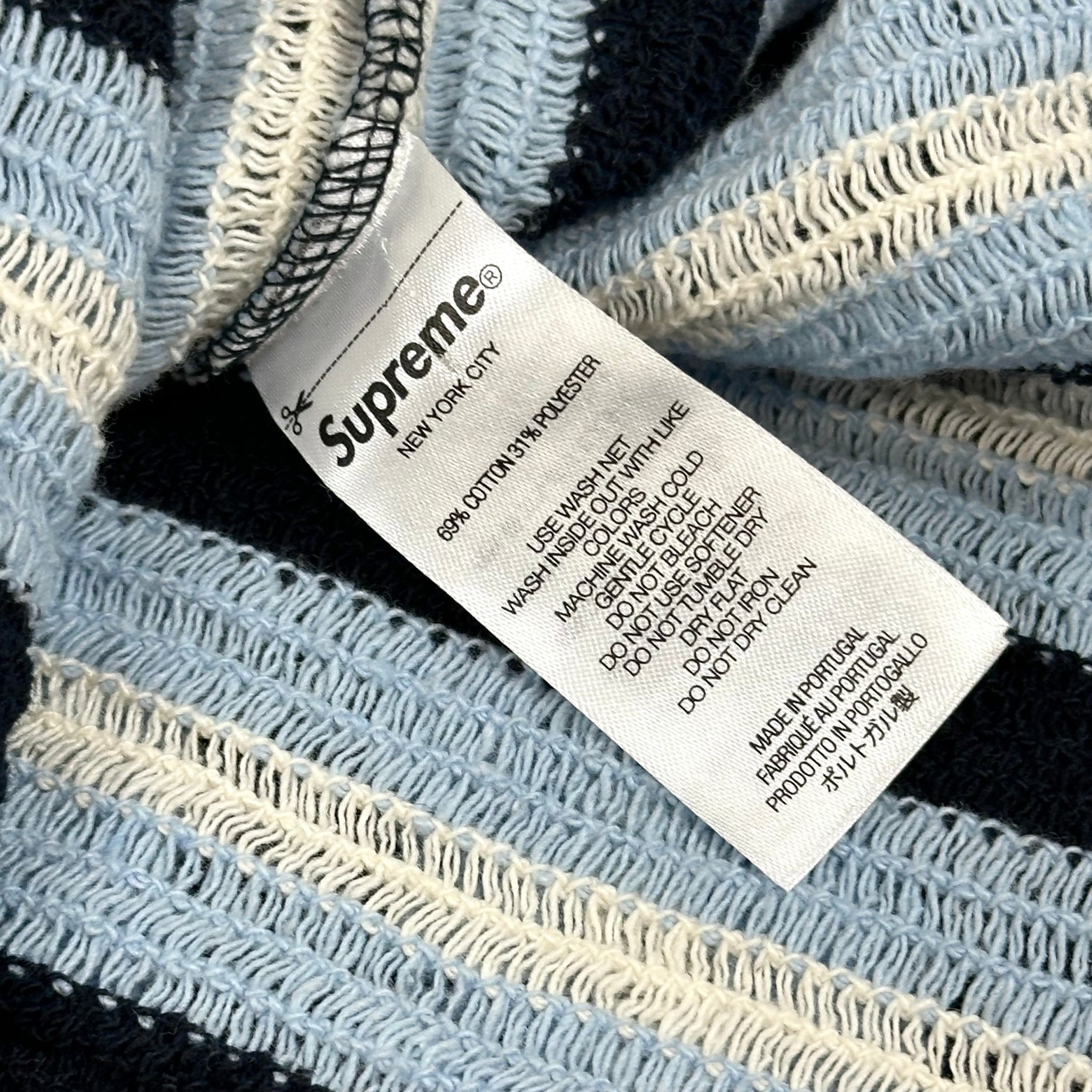 2022 supreme open knit stripe zip polo – change clothes