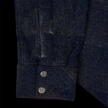 Load image into Gallery viewer, vintage chrome hearts cuff cross patch wool button down western shirt
