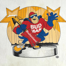 Load image into Gallery viewer, 80s budweiser bud man guitar tee red double collar
