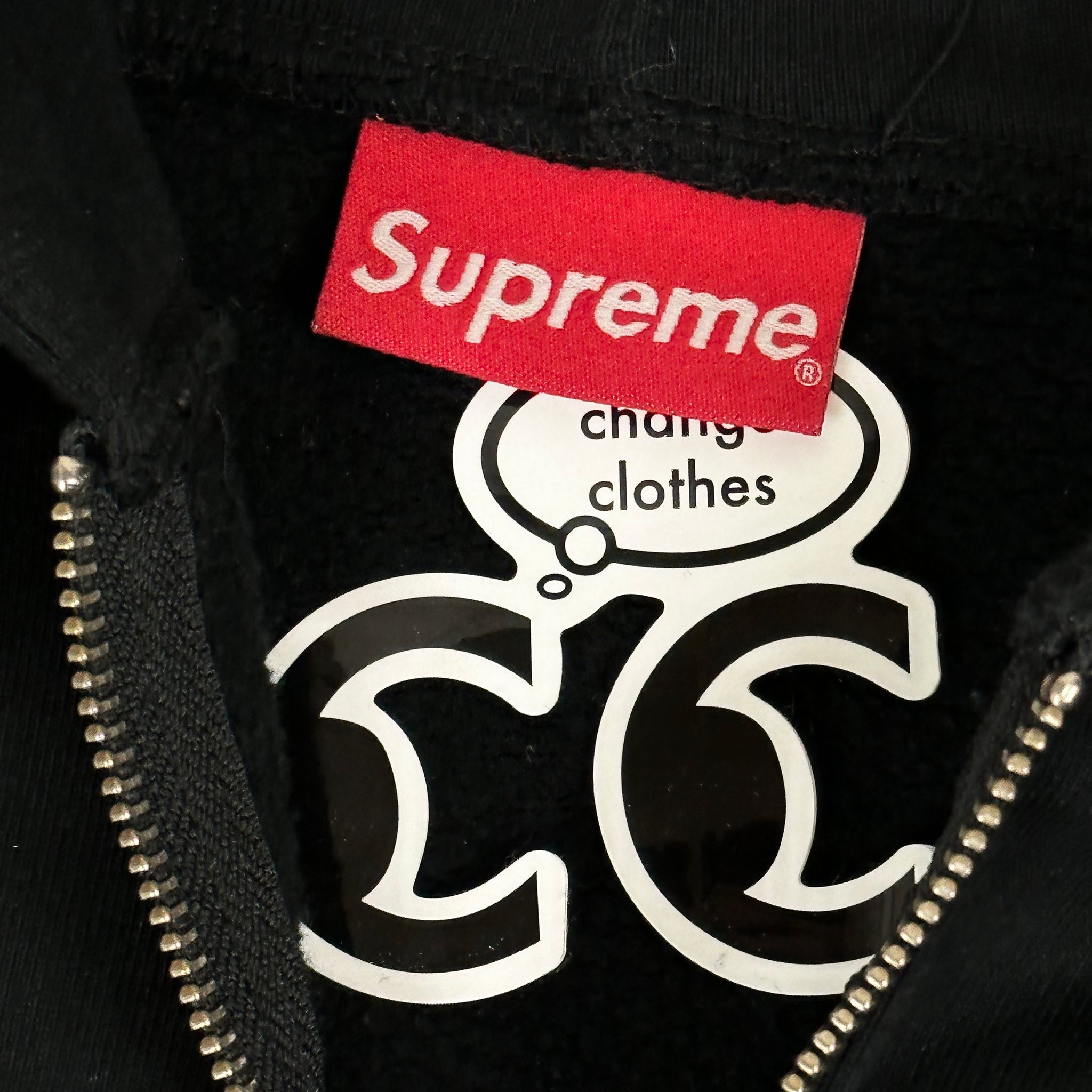 2021 supreme panther zip up hoodie black – change clothes