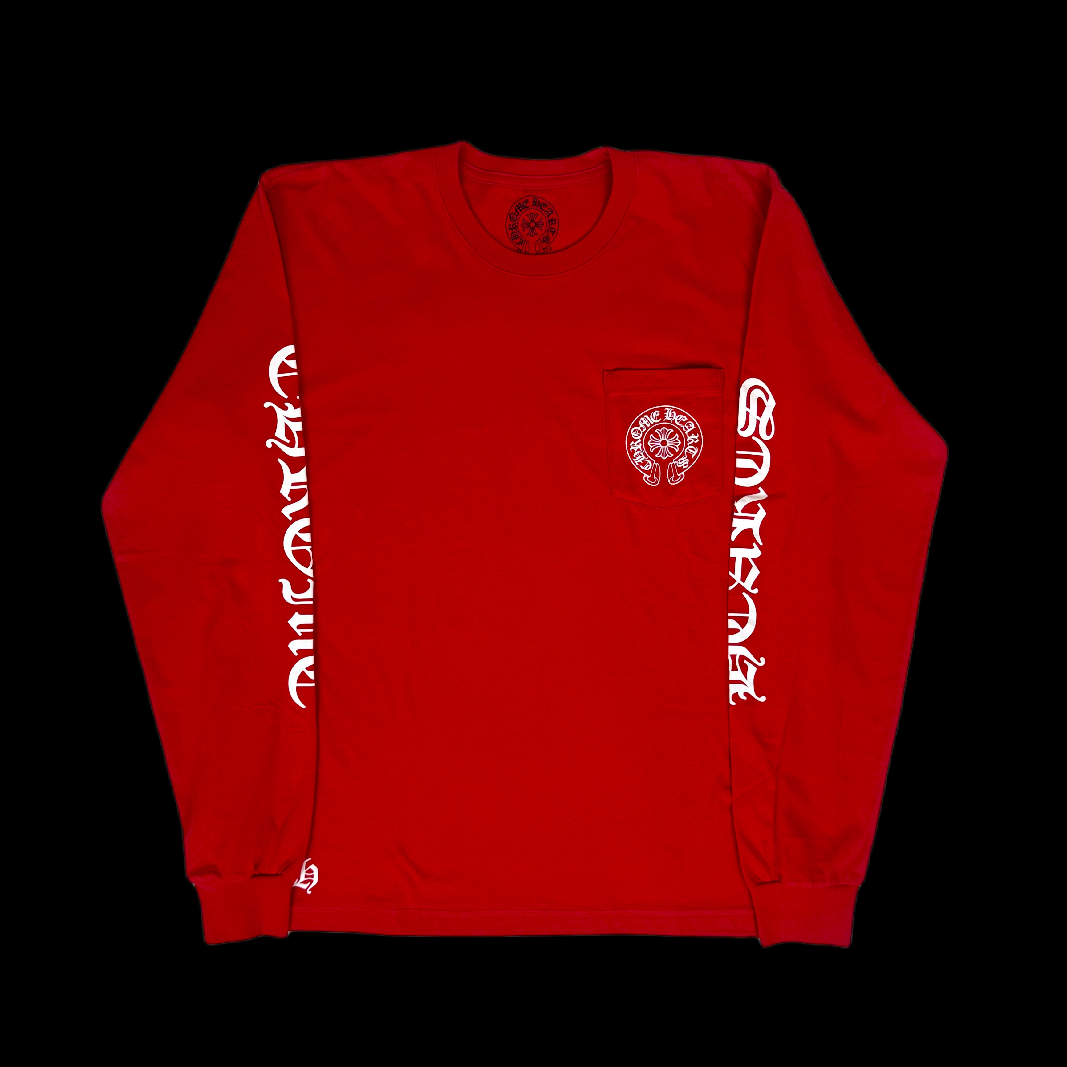 chrome hearts scroll logo longsleeve red – change clothes