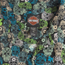 Load image into Gallery viewer, 2000s harley skulls &amp; gears hawaiian button up
