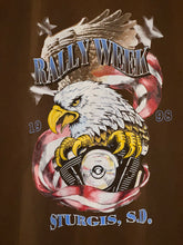 Load image into Gallery viewer, 1998 sturgis rally week eagle engine tee brown
