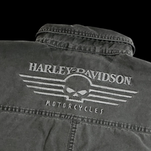 Load image into Gallery viewer, vintage harley davidson black chambray work shirt
