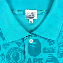 Load image into Gallery viewer, 2007 bape logo collage polo teal
