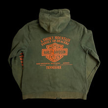 Load image into Gallery viewer, harley davidson olive smoky mountain sunfaded zip up hoodie
