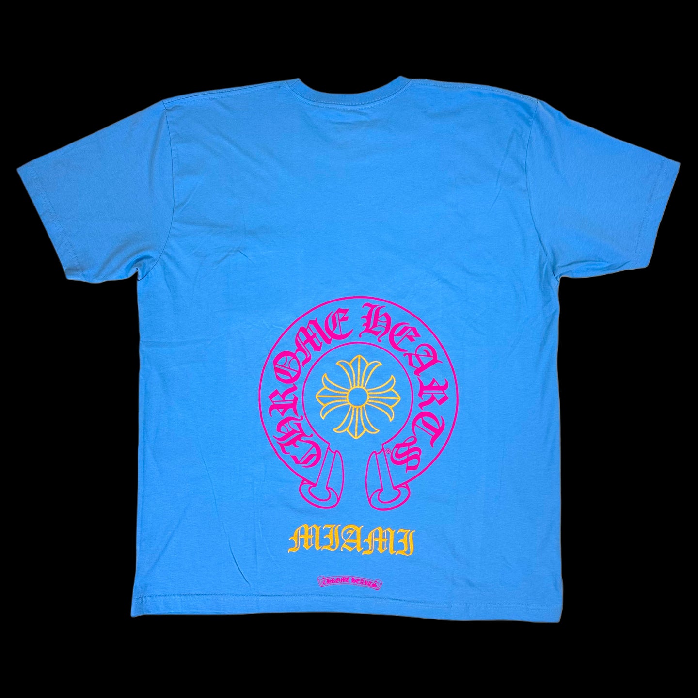 chrome hearts art basel miami horseshoe tee light blue
