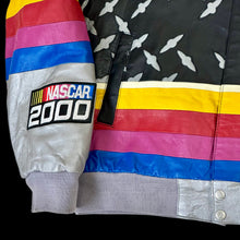 Load image into Gallery viewer, 2000 jeff hamilton nascar leather jacket blue diamond plate
