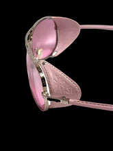Load image into Gallery viewer, vintage chrome hearts chute sunglasses pink lenses leather silver frame
