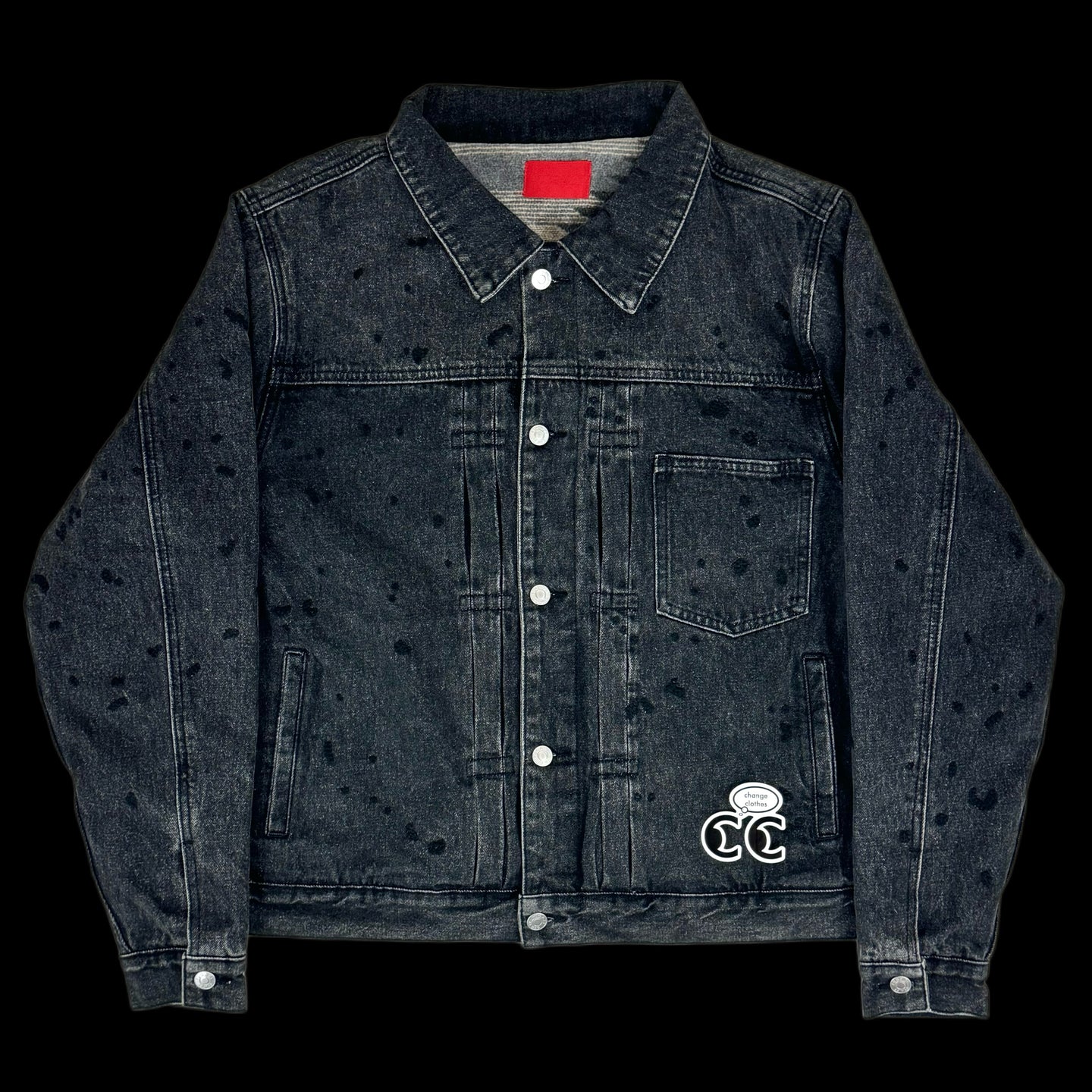 2023 fugazi chain splatter denim jacket