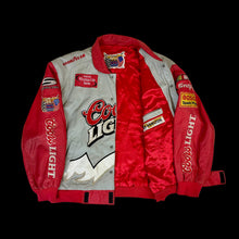 Load image into Gallery viewer, 90s jeff hamilton coors light racing jacket grey red
