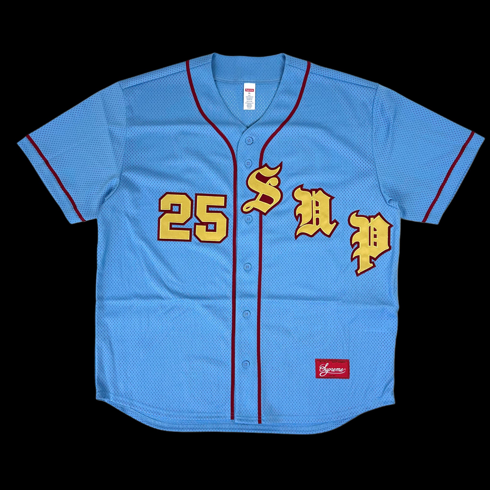 2025 supreme old english baseball jersey – change clothes