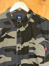 Load image into Gallery viewer, 2010s stussy military dark camo l/s button up
