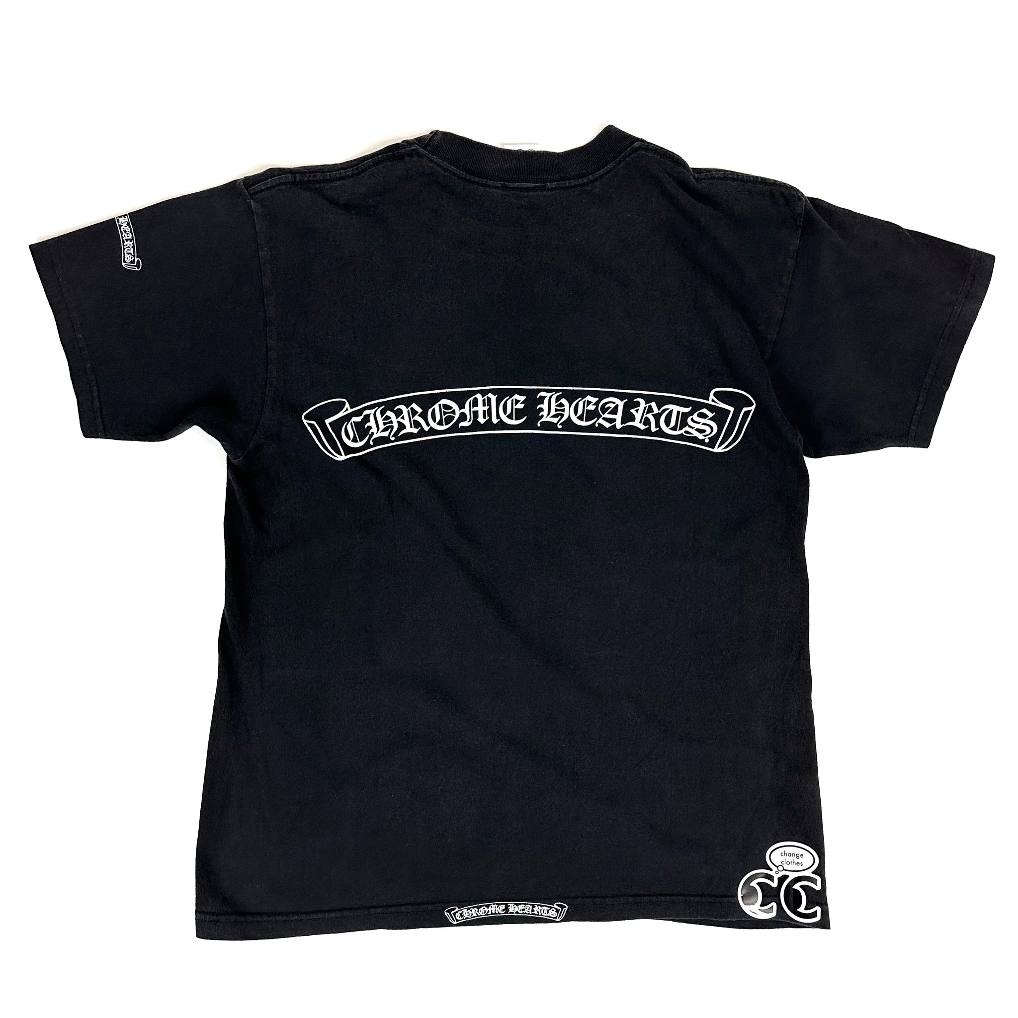 トップス CHROME HEARTS SCROLL LOGO ARMBAND T 1999 chrome hearts scroll logo tee black – change clothes