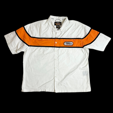 Load image into Gallery viewer, vintage harley racing s/s button up mechanics shirt
