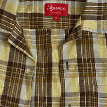 Load image into Gallery viewer, 2023 supreme metallic plaid button up shirt yellow
