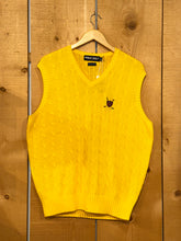 Load image into Gallery viewer, 90s polo golf crest cable knit sweater vest yellow
