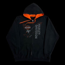 Load image into Gallery viewer, harley davidson scottsdale dry heat zip up hoodie orange hood
