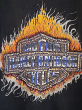 Load image into Gallery viewer, 90s harley fun wear chrome flames shield tee
