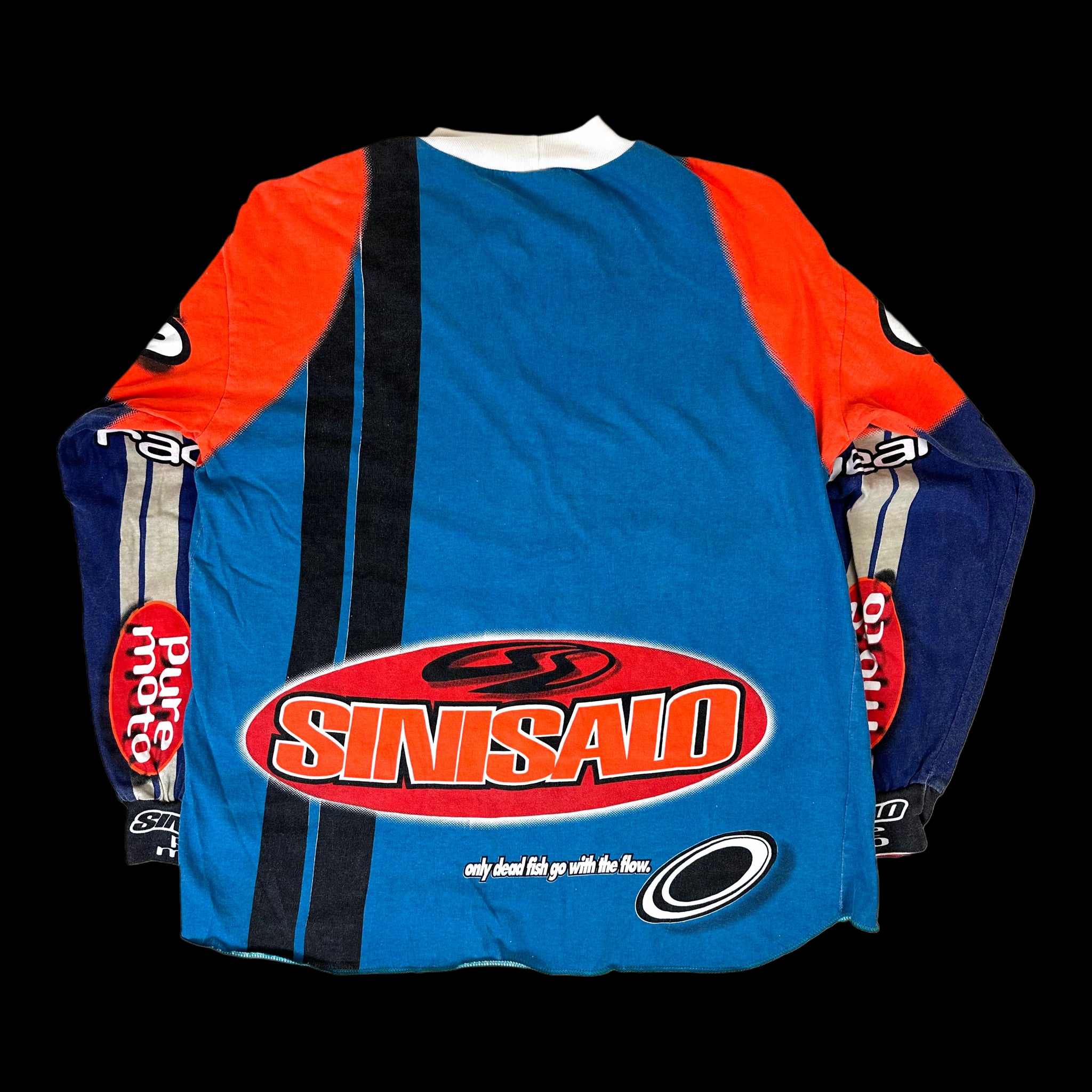 90s sinisalo pure moto racing top blue orange – change clothes